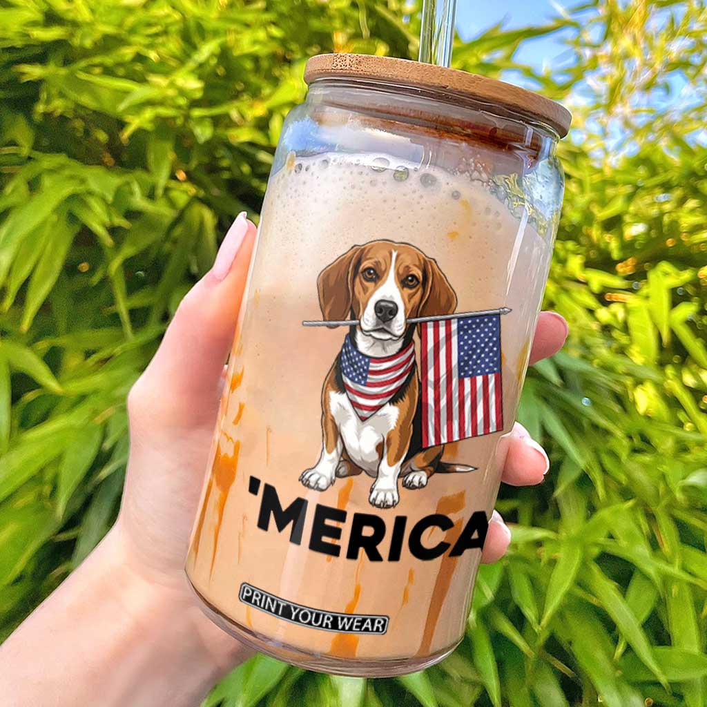Patriotic Beagle Lover 4th Of July Dog Glass Can Merica Pride TS12 White Print Your Wear