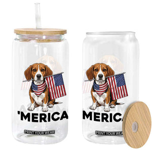 Patriotic Beagle Lover 4th Of July Dog Glass Can Merica Pride TS12 Print Your Wear
