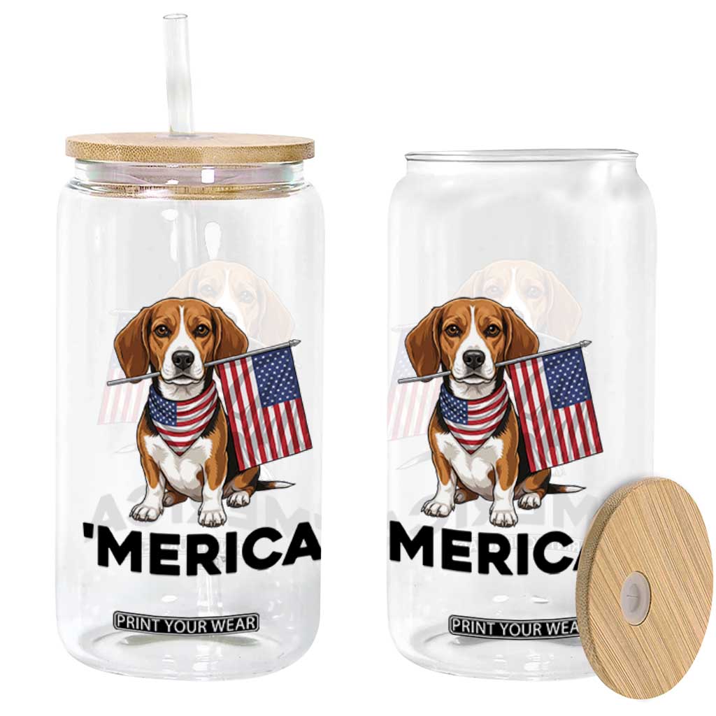 Patriotic Beagle Lover 4th Of July Dog Glass Can Merica Pride TS12 Print Your Wear