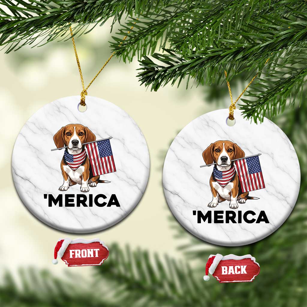 Patriotic Beagle Lover 4th Of July Dog Ceramic Ornament Merica Pride TS12 1pc White Marble Print Your Wear