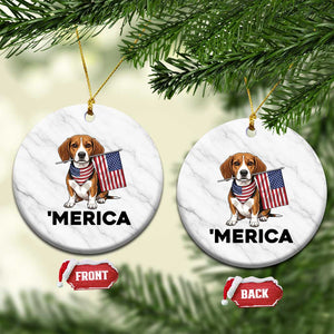 Patriotic Beagle Lover 4th Of July Dog Ceramic Ornament Merica Pride TS12 1pc White Marble Print Your Wear