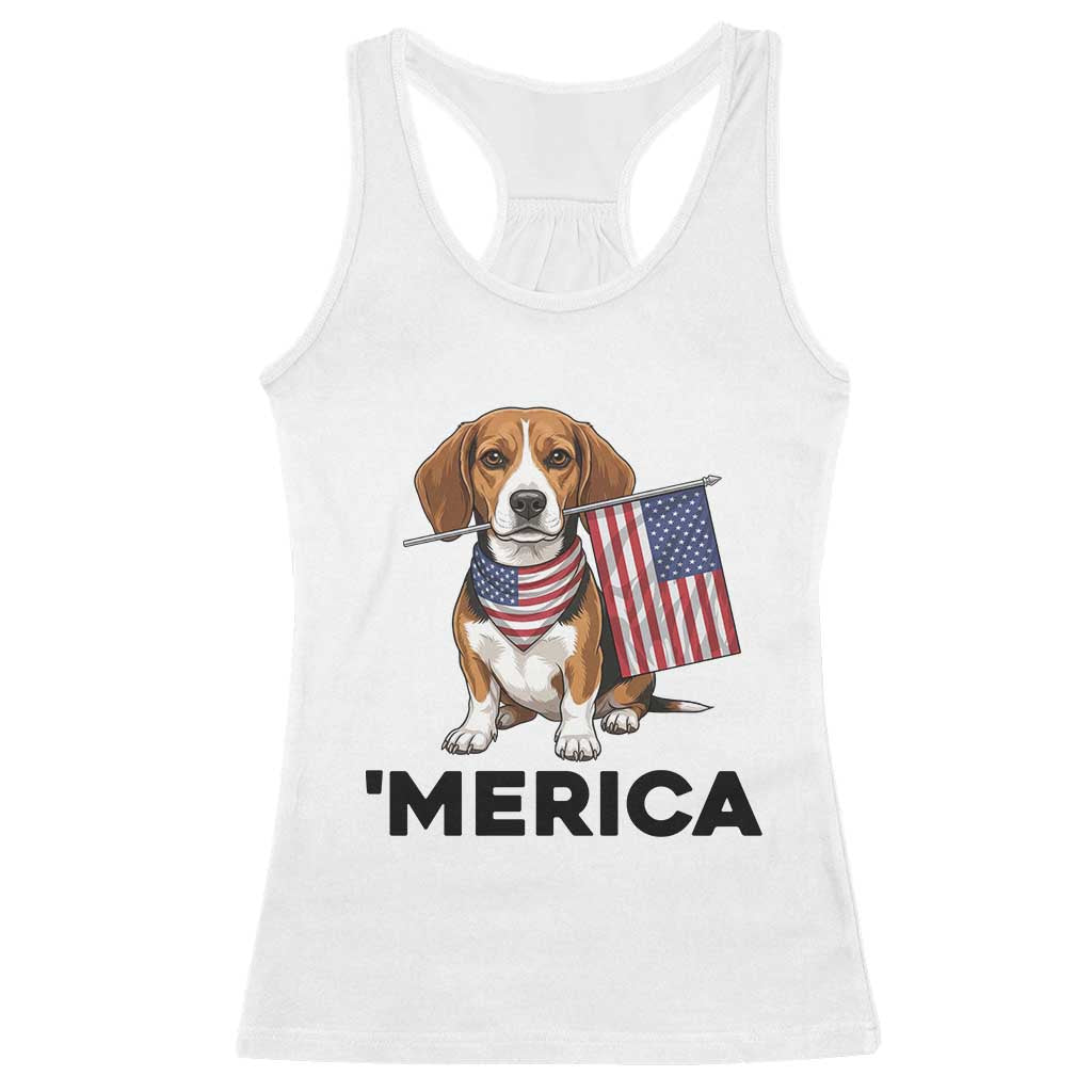 Patriotic Beagle Lover 4th Of July Dog Racerback Tank Top Merica Pride TS12 White Print Your Wear