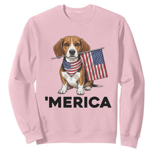 Patriotic Beagle Lover 4th Of July Dog Sweatshirt Merica Pride TS12 Light Pink Print Your Wear