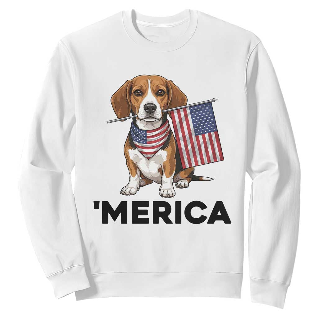 Patriotic Beagle Lover 4th Of July Dog Sweatshirt Merica Pride TS12 White Print Your Wear