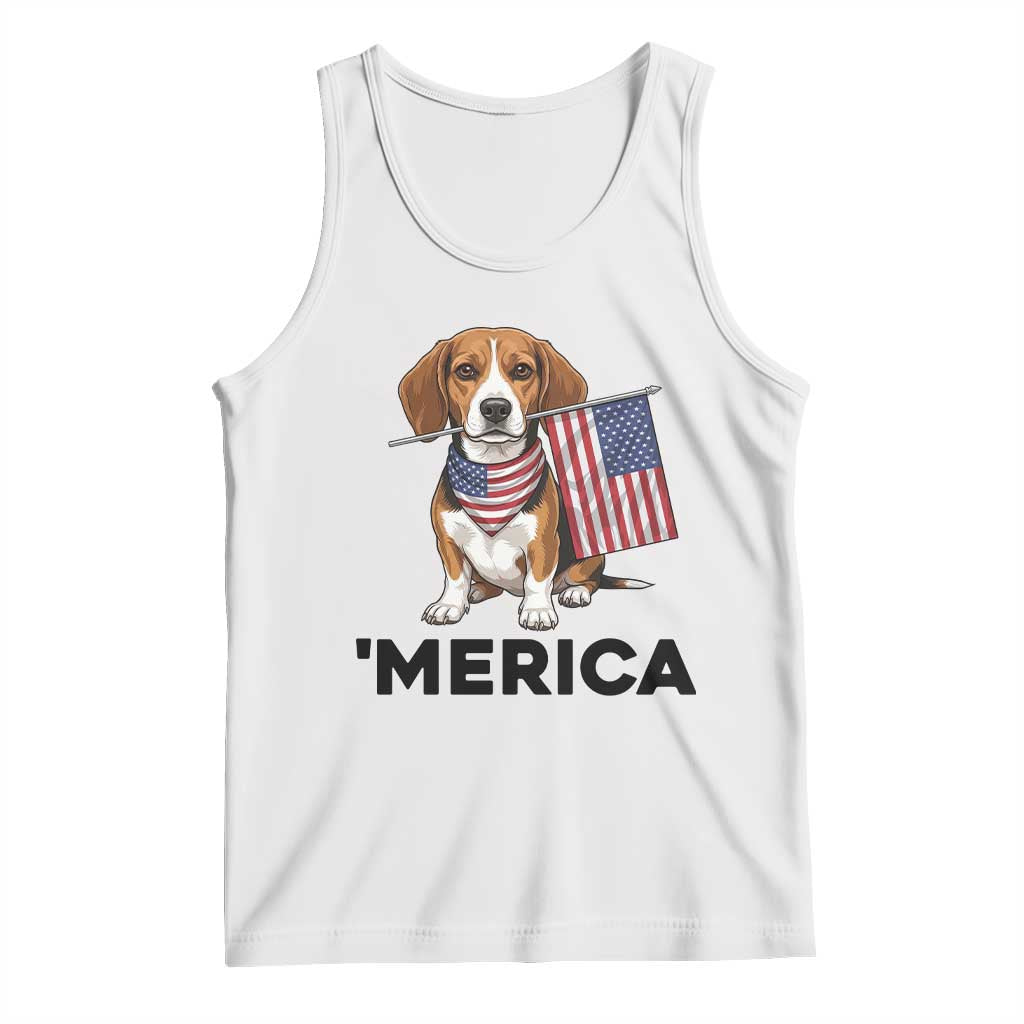 Patriotic Beagle Lover 4th Of July Dog Tank Top Merica Pride TS12 White Print Your Wear
