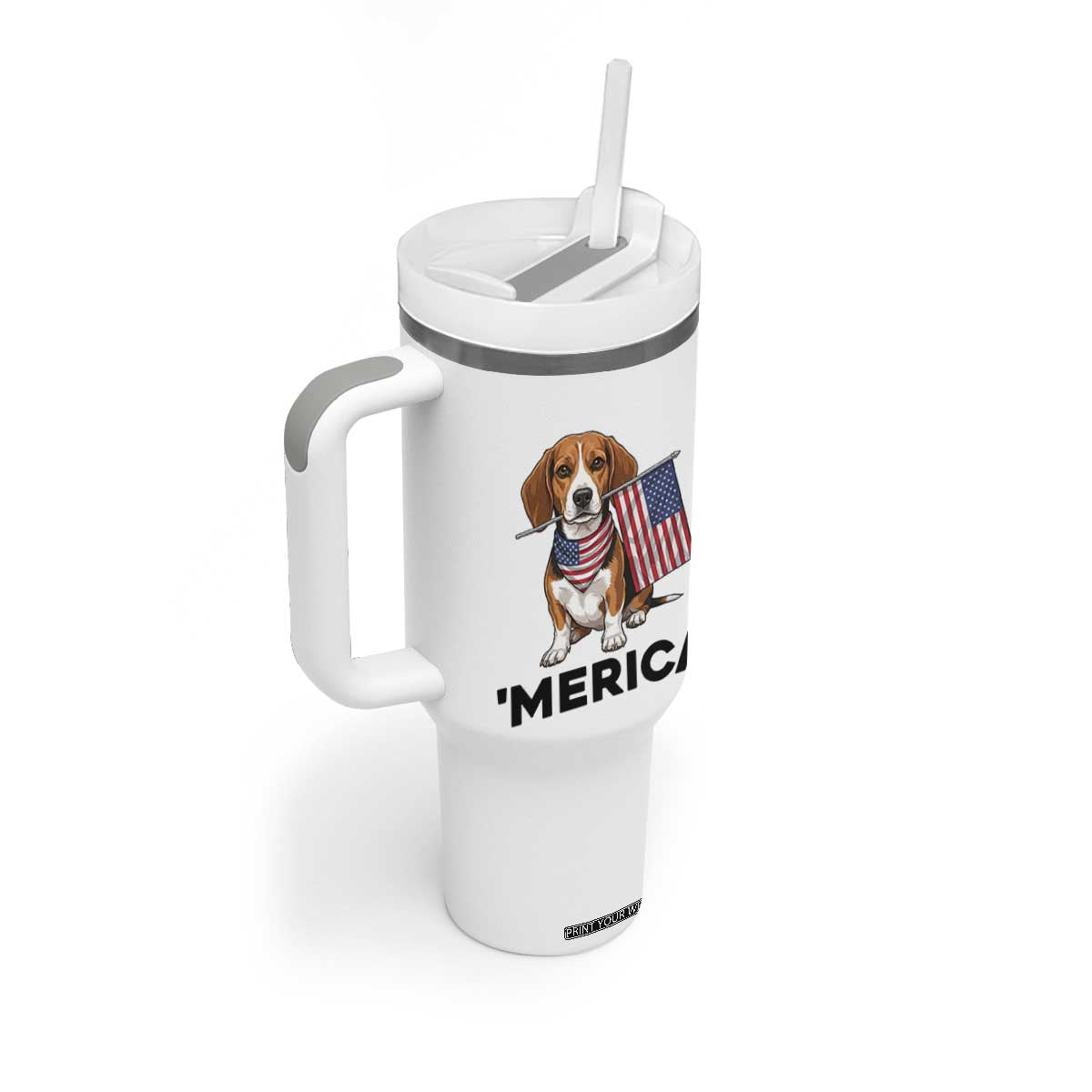 Patriotic Beagle Lover 4th Of July Dog Tumbler With Handle Merica Pride TS12 Print Your Wear