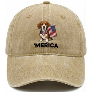 Patriotic Beagle Lover 4th Of July Dog Washed Cotton Baseball Cap Merica Pride TS12 Print Your Wear