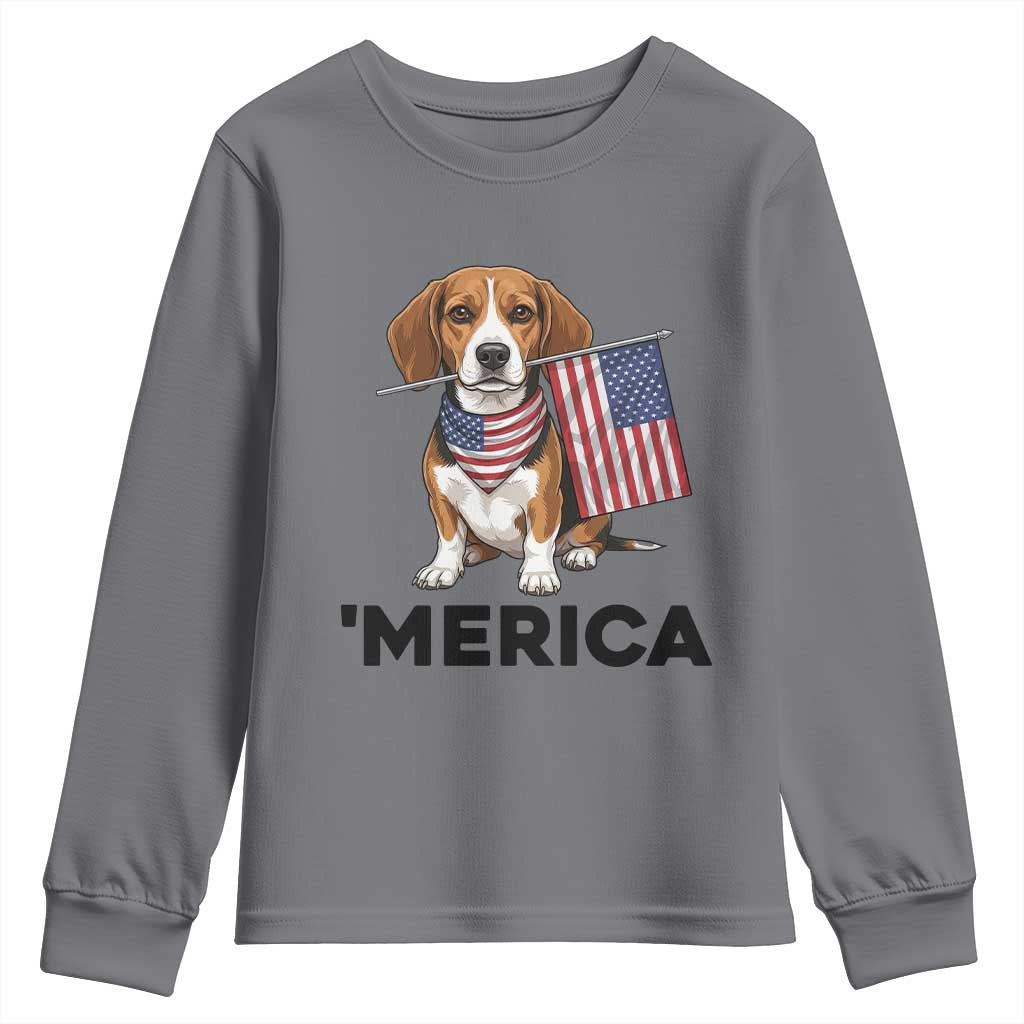 Patriotic Beagle Lover 4th Of July Dog Youth Sweatshirt Merica Pride TS12 Charcoal Print Your Wear