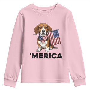 Patriotic Beagle Lover 4th Of July Dog Youth Sweatshirt Merica Pride TS12 Light Pink Print Your Wear