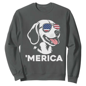 Funny Merica Beagle Lover 4th Of July Sweatshirt Patriotic Dog Gift TS12 Dark Heather Print Your Wear