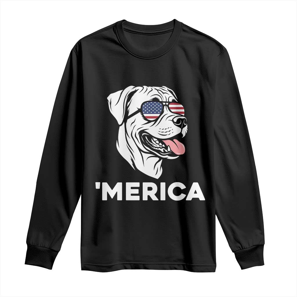 Patriotic Boxer Lover 4th Of July Dog Long Sleeve Shirt American Flag Merica Pride TS12 Black Print Your Wear