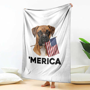 Merica Patriotic Boxer Mom Dad Gift Throw Blanket Merica 4th Of July TS12 Print Your Wear