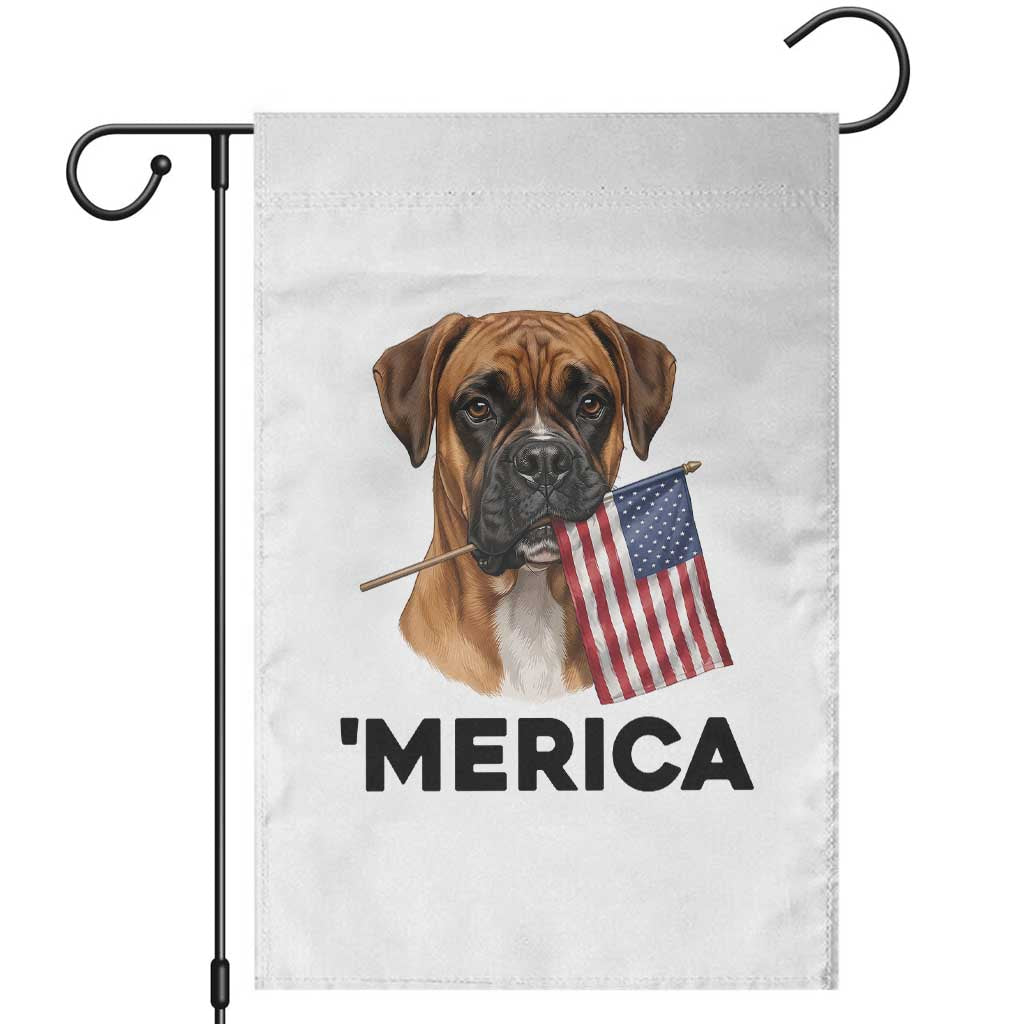 Merica Patriotic Boxer Mom Dad Gift Garden Flag Merica 4th Of July TS12 White Print Your Wear