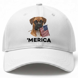 Merica Patriotic Boxer Mom Dad Gift Baseball Cap Merica 4th Of July TS12 Print Your Wear