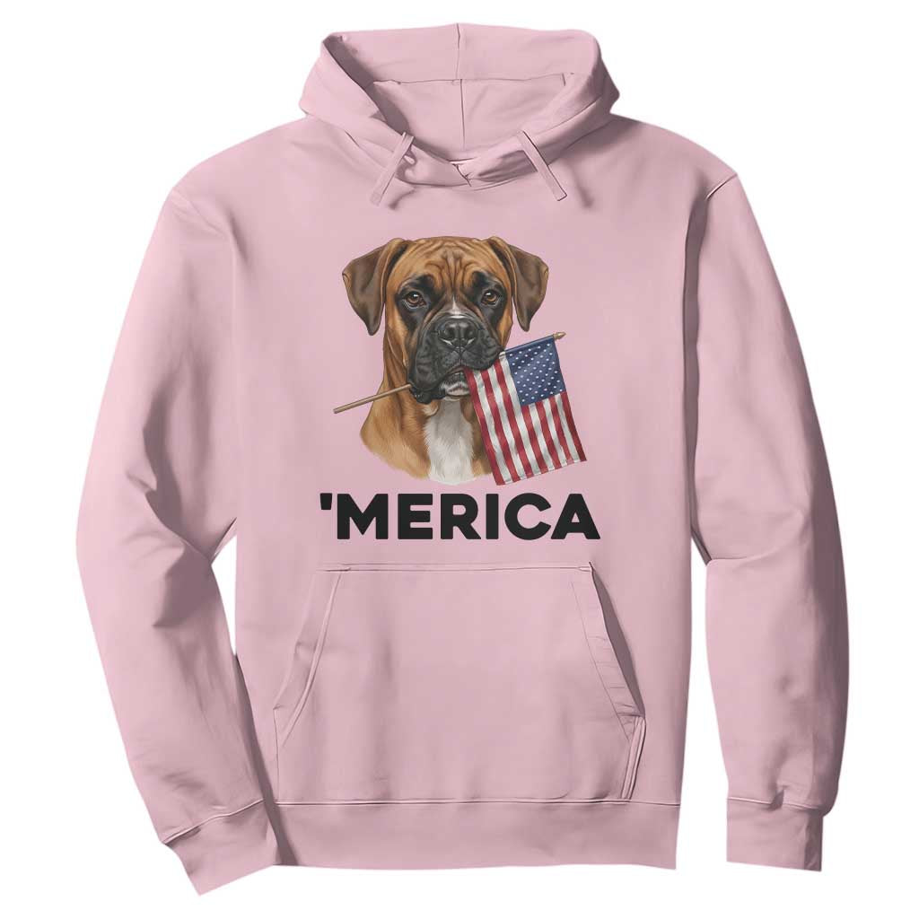 Merica Patriotic Boxer Mom Dad Gift Hoodie Merica 4th Of July TS12 Light Pink Print Your Wear