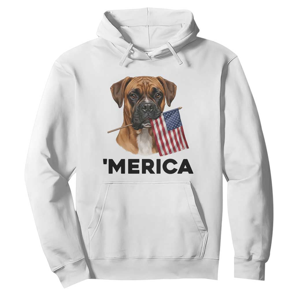 Merica Patriotic Boxer Mom Dad Gift Hoodie Merica 4th Of July TS12 White Print Your Wear