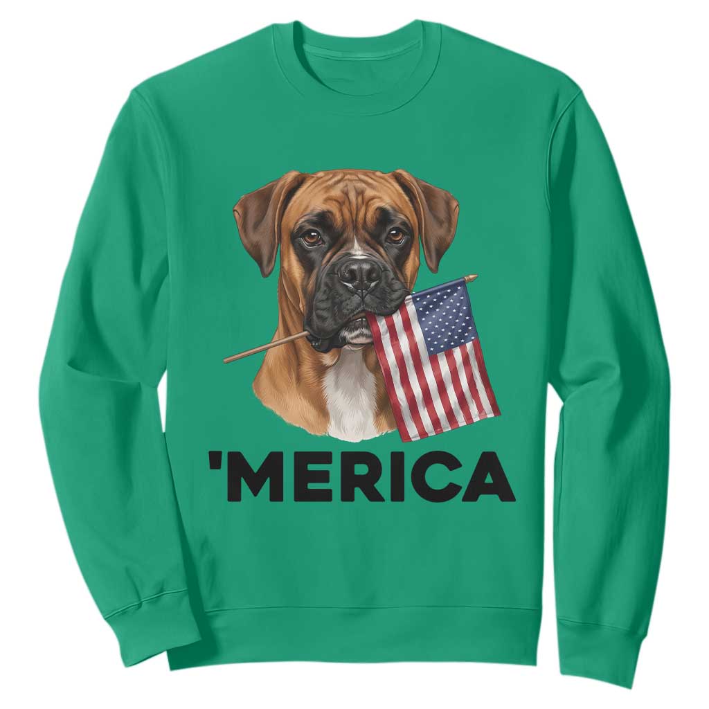 Merica Patriotic Boxer Mom Dad Gift Sweatshirt Merica 4th Of July TS12 Irish Green Print Your Wear