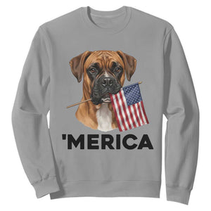 Merica Patriotic Boxer Mom Dad Gift Sweatshirt Merica 4th Of July TS12 Sport Gray Print Your Wear