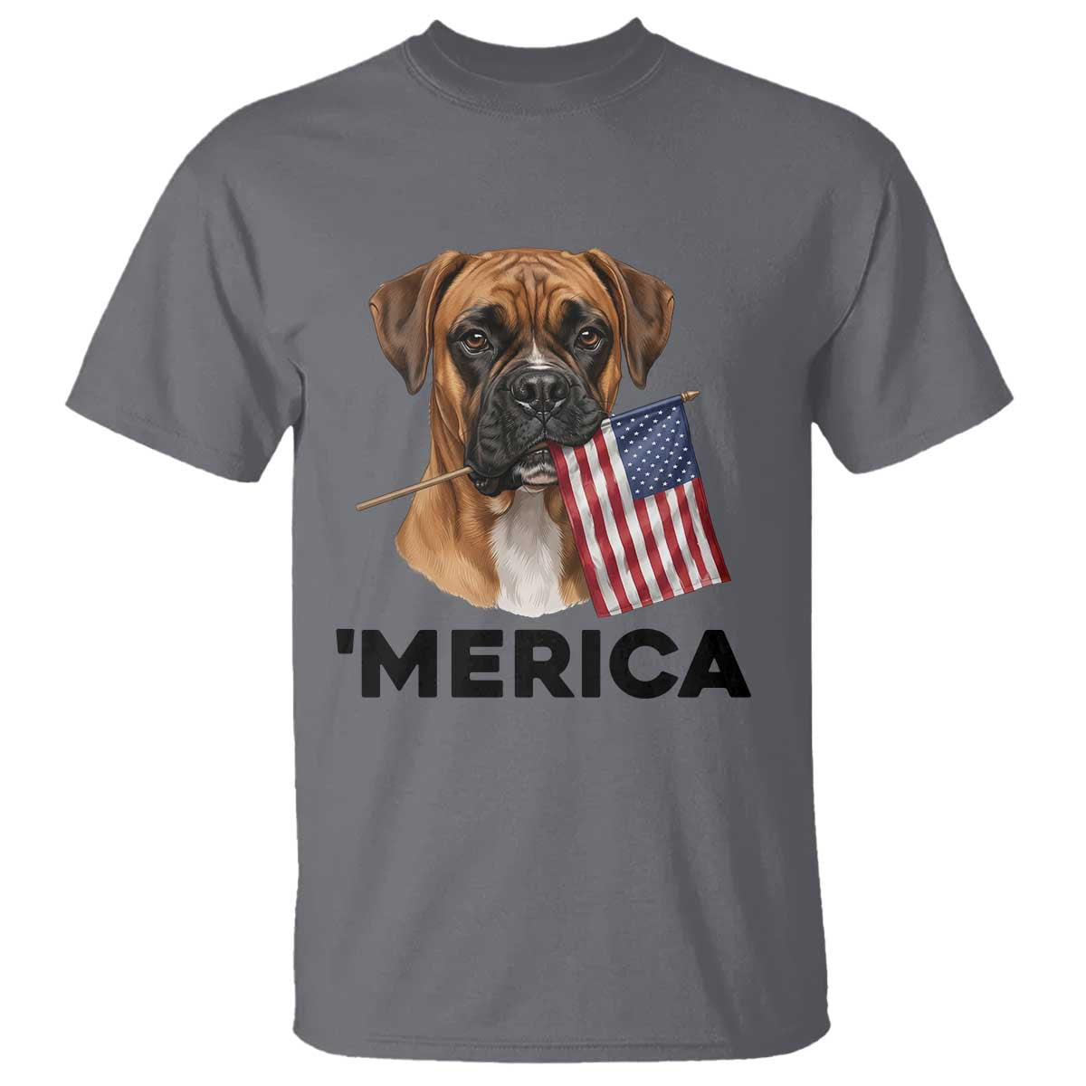 Merica Patriotic Boxer Mom Dad Gift T Shirt Merica 4th Of July TS12 Charcoal Print Your Wear