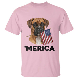 Merica Patriotic Boxer Mom Dad Gift T Shirt Merica 4th Of July TS12 Light Pink Print Your Wear