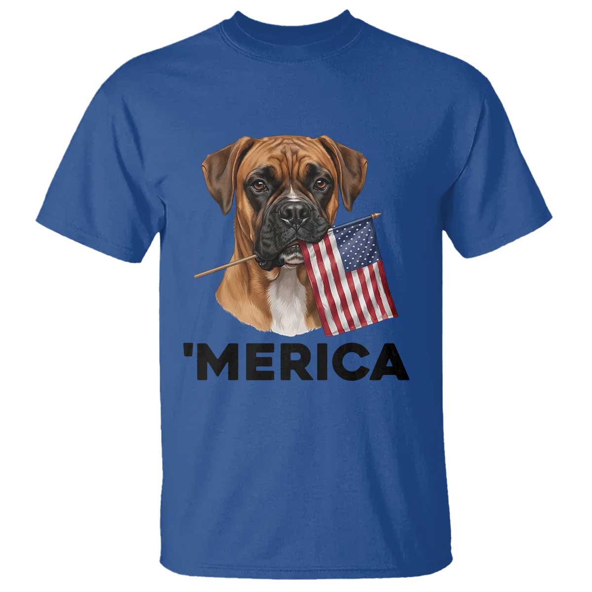 Merica Patriotic Boxer Mom Dad Gift T Shirt Merica 4th Of July TS12 Royal Blue Print Your Wear