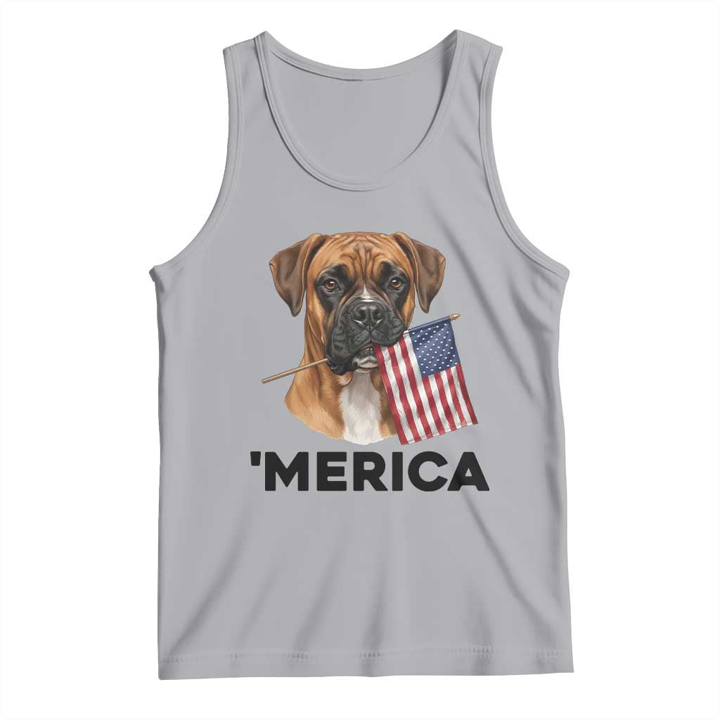 Merica Patriotic Boxer Mom Dad Gift Tank Top Merica 4th Of July TS12 Athletic Heather Print Your Wear