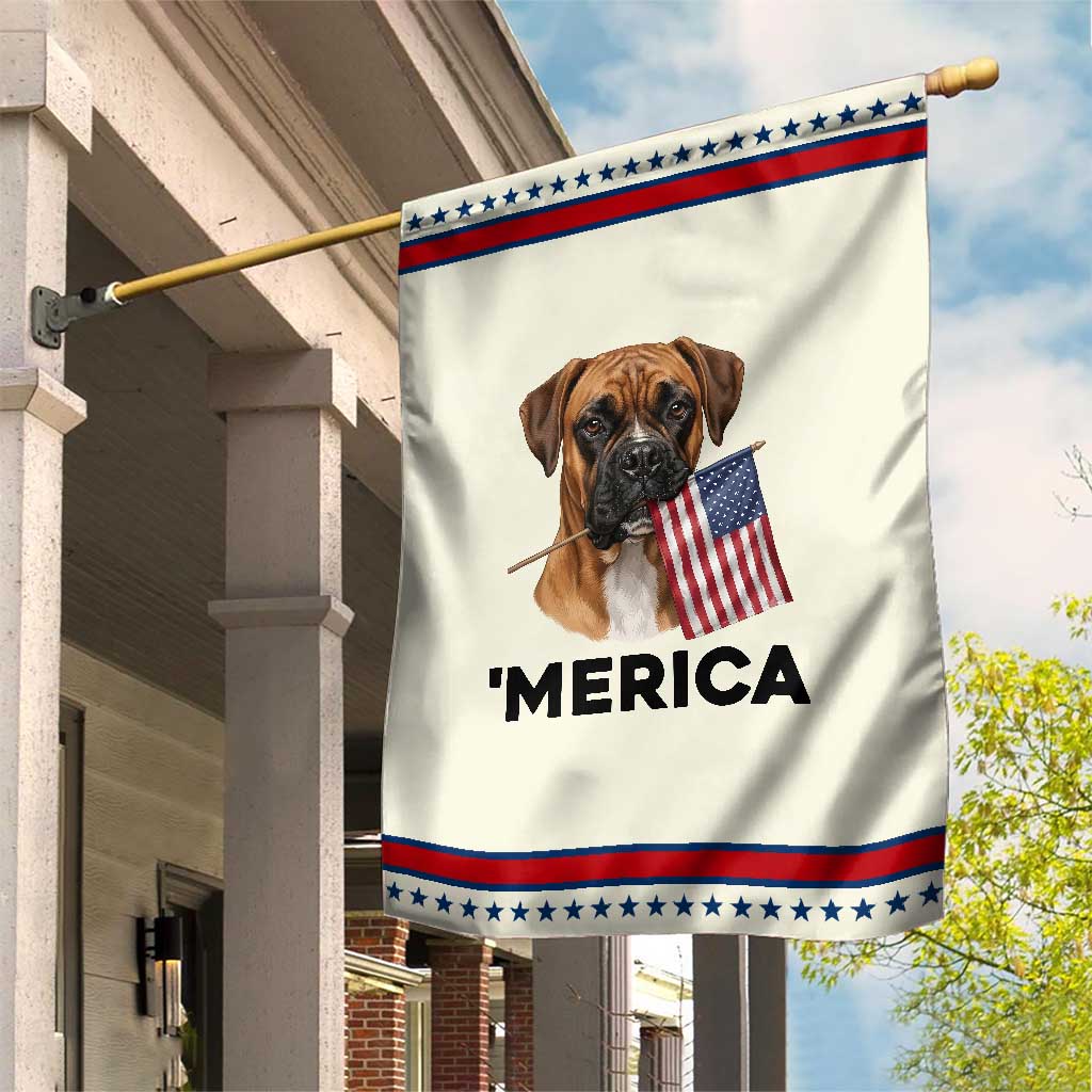 Merica Boxer Mom Dad Gift Patriotic Garden Flag Merica 4th Of July TS12 Modern Beige Red Print Your Wear