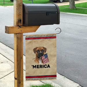 Merica Boxer Mom Dad Gift Patriotic Garden Flag Merica 4th Of July TS12 Vintage Rustic Tan Red Print Your Wear