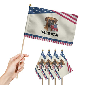 Merica Boxer Mom Dad Gift Patriotic Handheld Flag Merica 4th Of July TS12 Print Your Wear