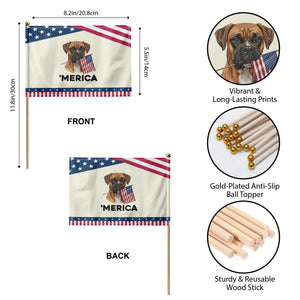 Merica Boxer Mom Dad Gift Patriotic Handheld Flag Merica 4th Of July TS12 Print Your Wear