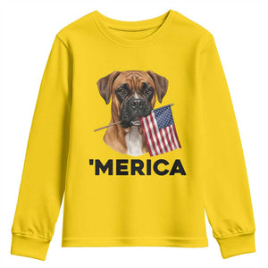 Merica Patriotic Boxer Mom Dad Gift Youth Sweatshirt Merica 4th Of July TS12 Daisy Print Your Wear