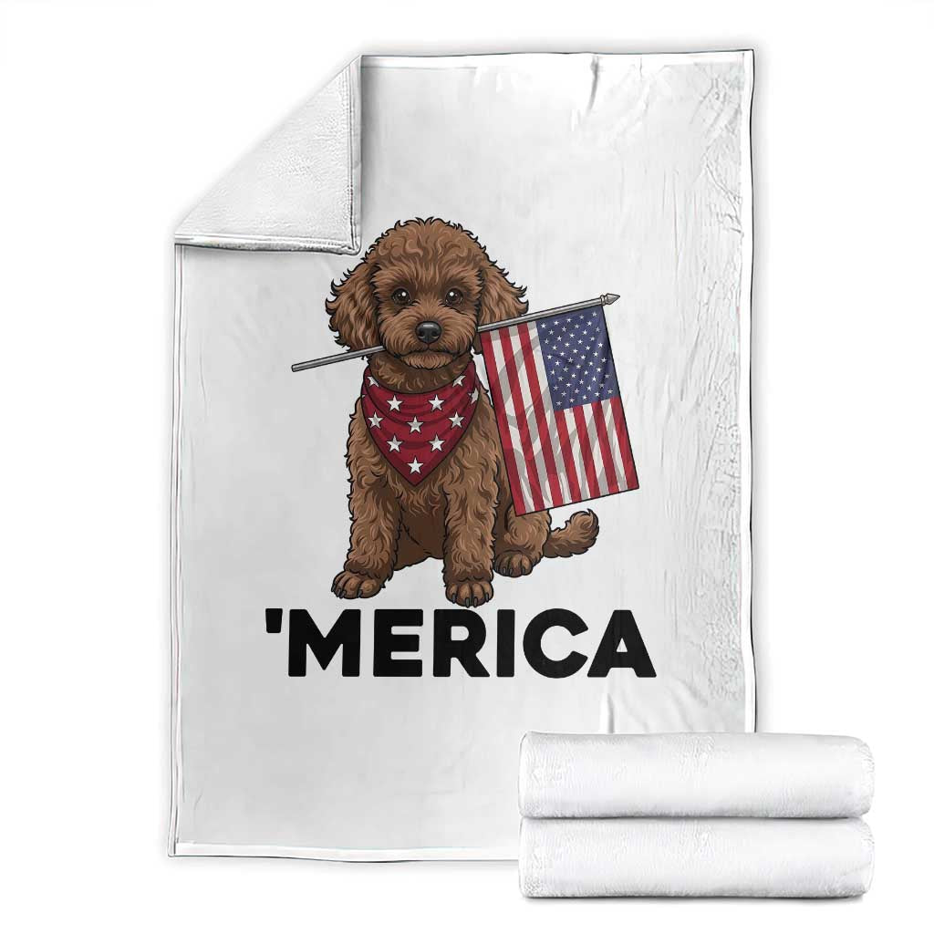 Patriotic Poodle Mom Dad Gift Throw Blanket Merica 4th Of July TS12 White Print Your Wear