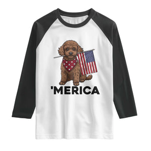 Patriotic Poodle Mom Dad Gift Raglan Shirt Merica 4th Of July TS12 White Black Print Your Wear