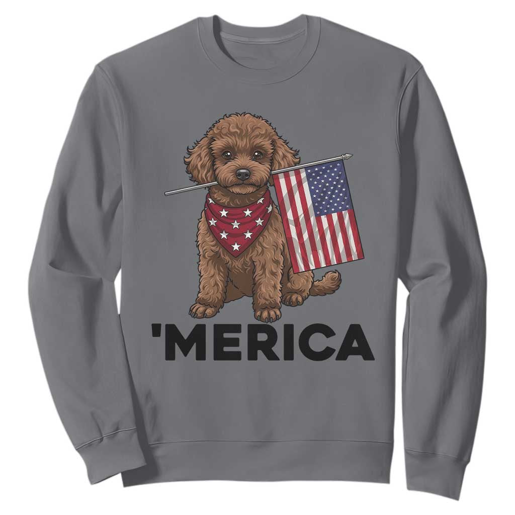 Patriotic Poodle Mom Dad Gift Sweatshirt Merica 4th Of July TS12 Charcoal Print Your Wear