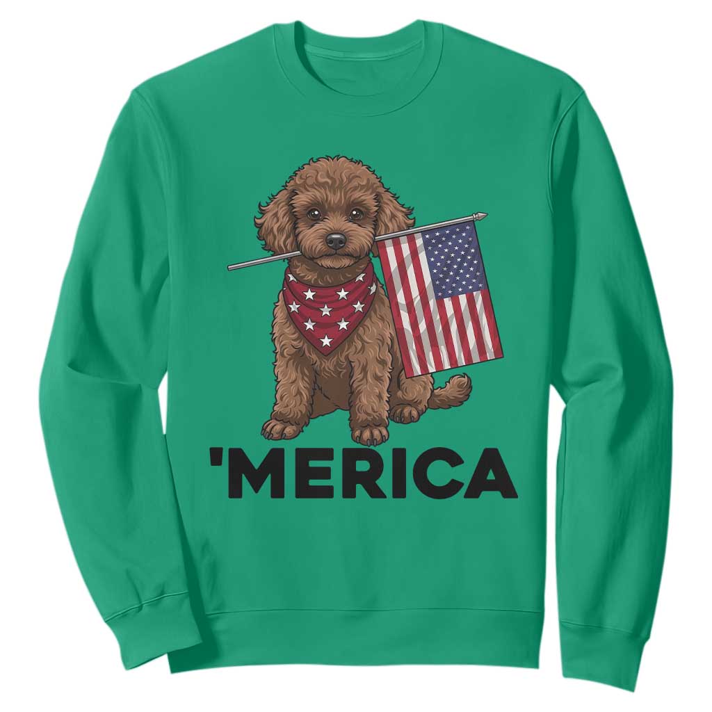 Patriotic Poodle Mom Dad Gift Sweatshirt Merica 4th Of July TS12 Irish Green Print Your Wear