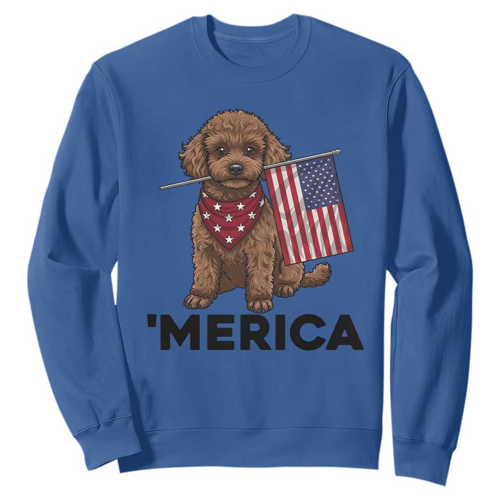 Patriotic Poodle Mom Dad Gift Sweatshirt Merica 4th Of July TS12 Royal Blue Print Your Wear