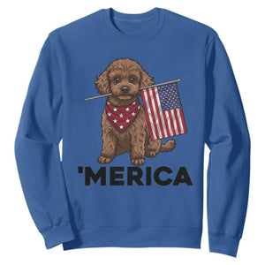 Patriotic Poodle Mom Dad Gift Sweatshirt Merica 4th Of July TS12 Royal Blue Print Your Wear