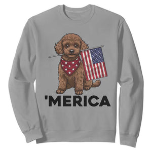 Patriotic Poodle Mom Dad Gift Sweatshirt Merica 4th Of July TS12 Sport Gray Print Your Wear