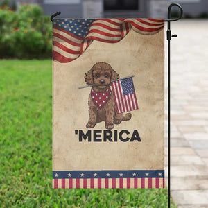 Poodle Mom Dad Gift Patriotic Garden Flag Merica 4th Of July TS12 Vintage Rustic Tan Navy Print Your Wear