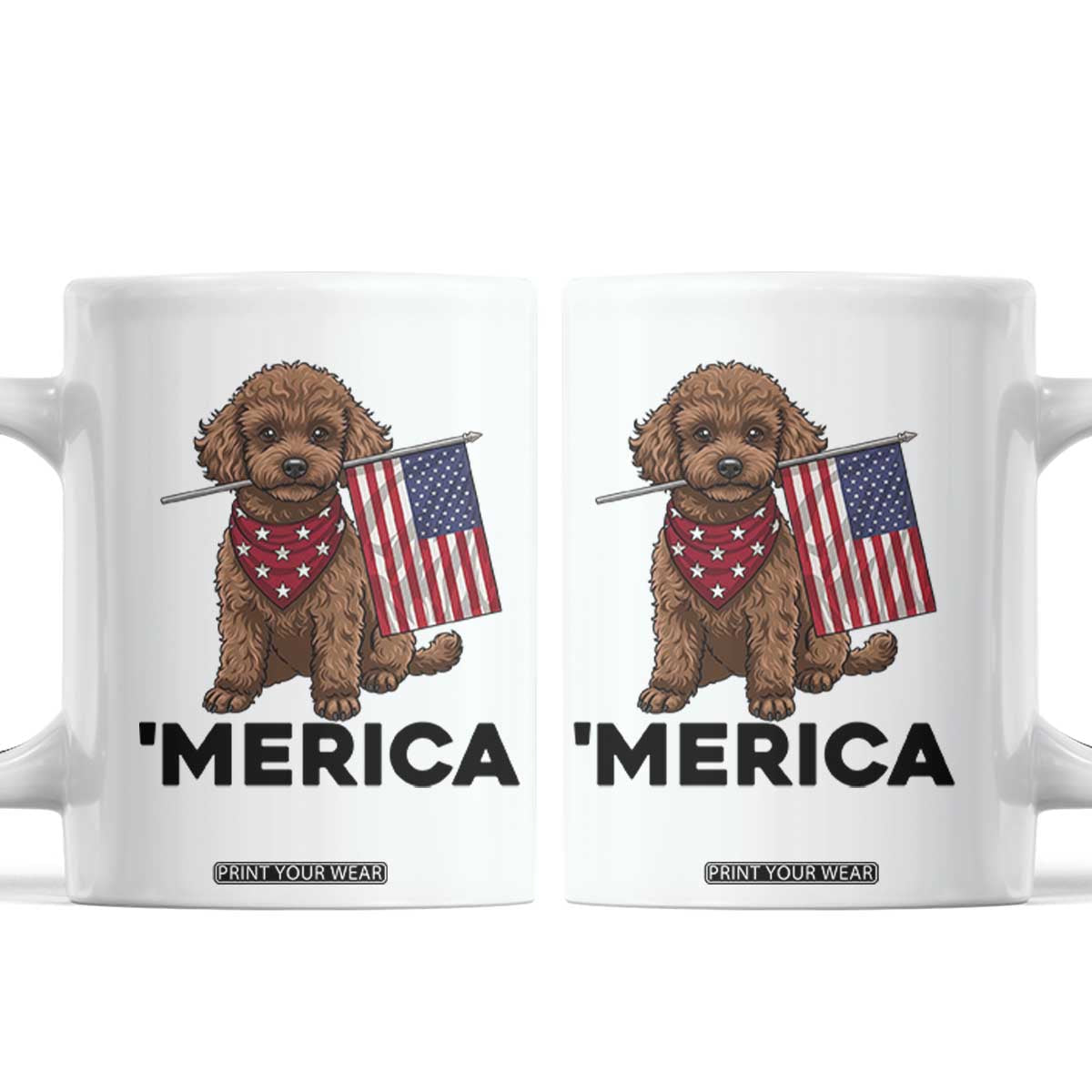 Patriotic Poodle Mom Dad Gift Coffee Mug Merica 4th Of July TS12 White Print Your Wear