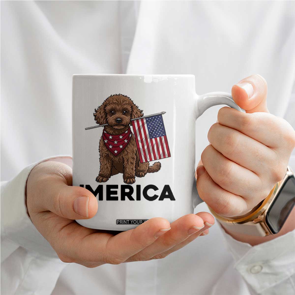 Patriotic Poodle Mom Dad Gift Coffee Mug Merica 4th Of July TS12 Print Your Wear