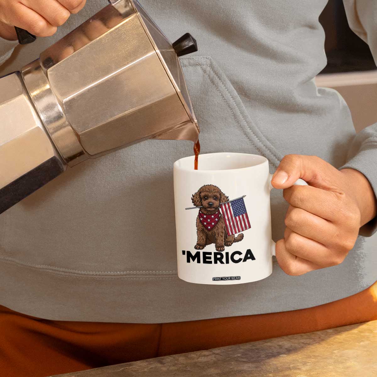 Patriotic Poodle Mom Dad Gift Coffee Mug Merica 4th Of July TS12 Print Your Wear