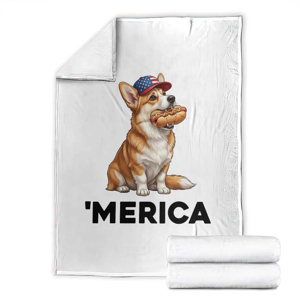 Funny Merica Corgi Lover 4th Of July Throw Blanket Patriotic Dog Gift TS12 White Print Your Wear