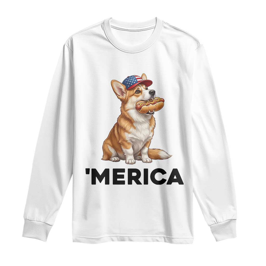 Funny Merica Corgi Lover 4th Of July Long Sleeve Shirt Patriotic Dog Gift TS12 White Print Your Wear