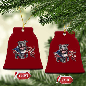 Patriotic Pitbull Dog USA Flag Ceramic Ornament 4th Of July Pride TS12 Print Your Wear