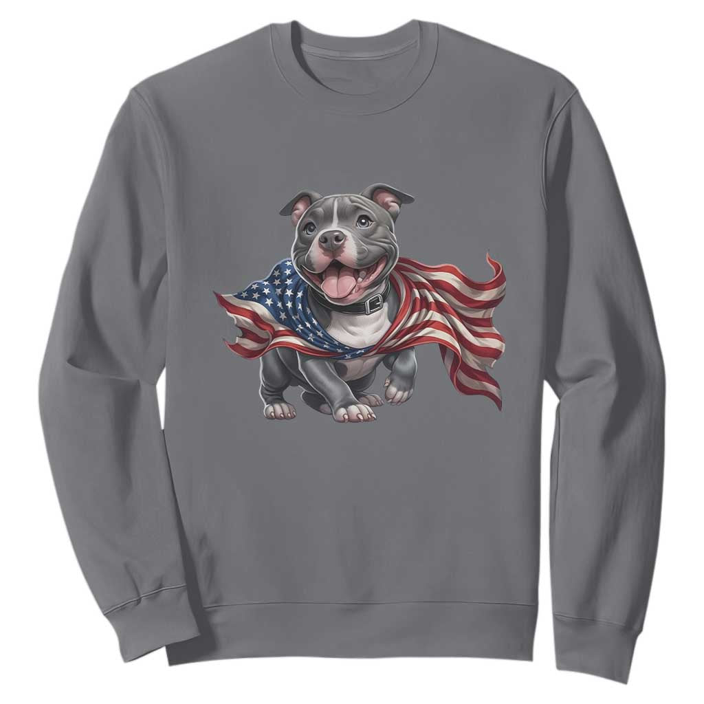 Patriotic Pitbull Dog USA Flag Sweatshirt 4th Of July Pride TS12 Charcoal Print Your Wear