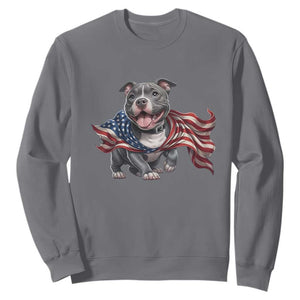 Patriotic Pitbull Dog USA Flag Sweatshirt 4th Of July Pride TS12 Charcoal Print Your Wear