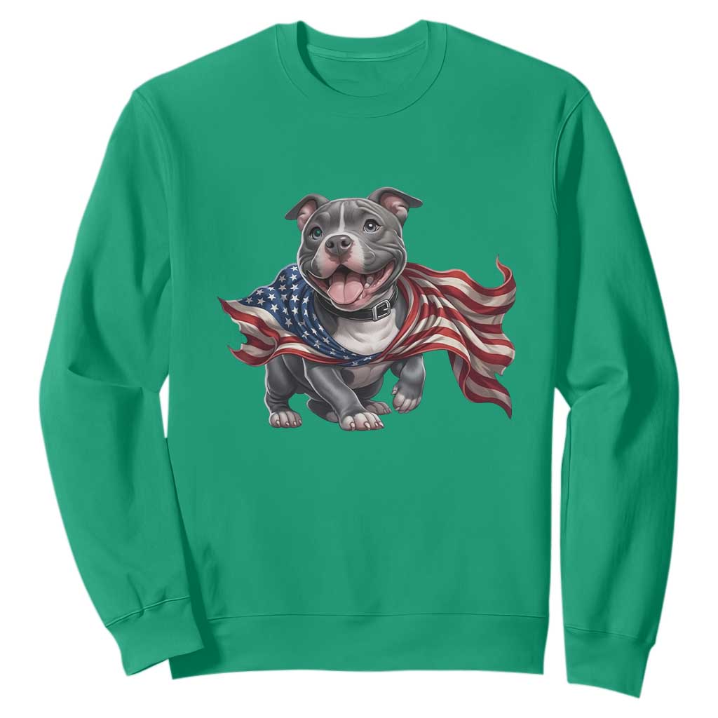 Patriotic Pitbull Dog USA Flag Sweatshirt 4th Of July Pride TS12 Irish Green Print Your Wear