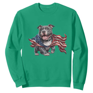 Patriotic Pitbull Dog USA Flag Sweatshirt 4th Of July Pride TS12 Irish Green Print Your Wear