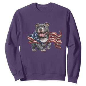 Patriotic Pitbull Dog USA Flag Sweatshirt 4th Of July Pride TS12 Purple Print Your Wear